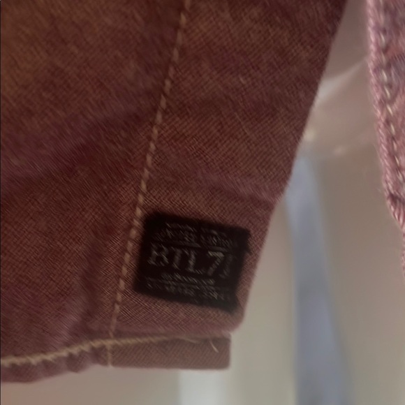 BTL 71 Men's Casual Button-Up Shirt - Maroon - Picture 6 of 12